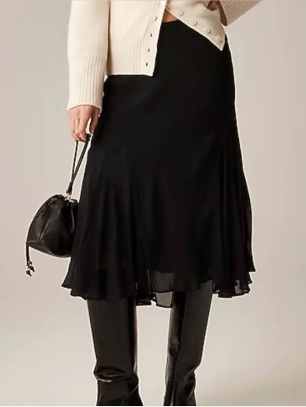 NWT Gwyneth flounce-hem slip skirt in chiffon
